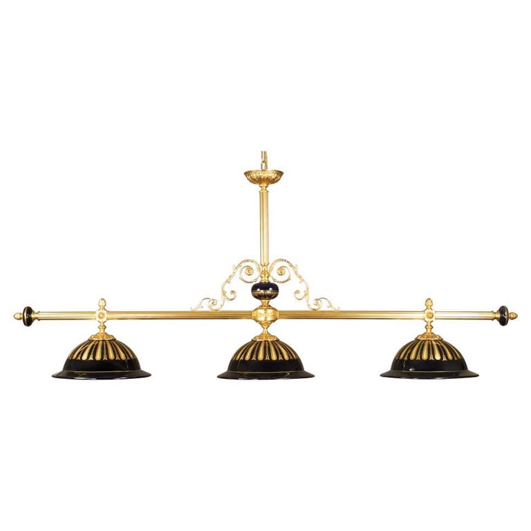 21st Century, 3 Lights Billiard Chandelier in Porcelain and Golden ...