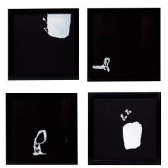 21st Century '4' Framed White on Black Paintings by Greg Dickerson