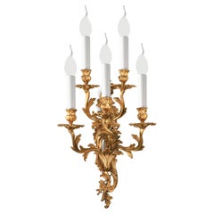 21e siècle, applique en bronze à 5 lumières dans le style de Luigi XVI