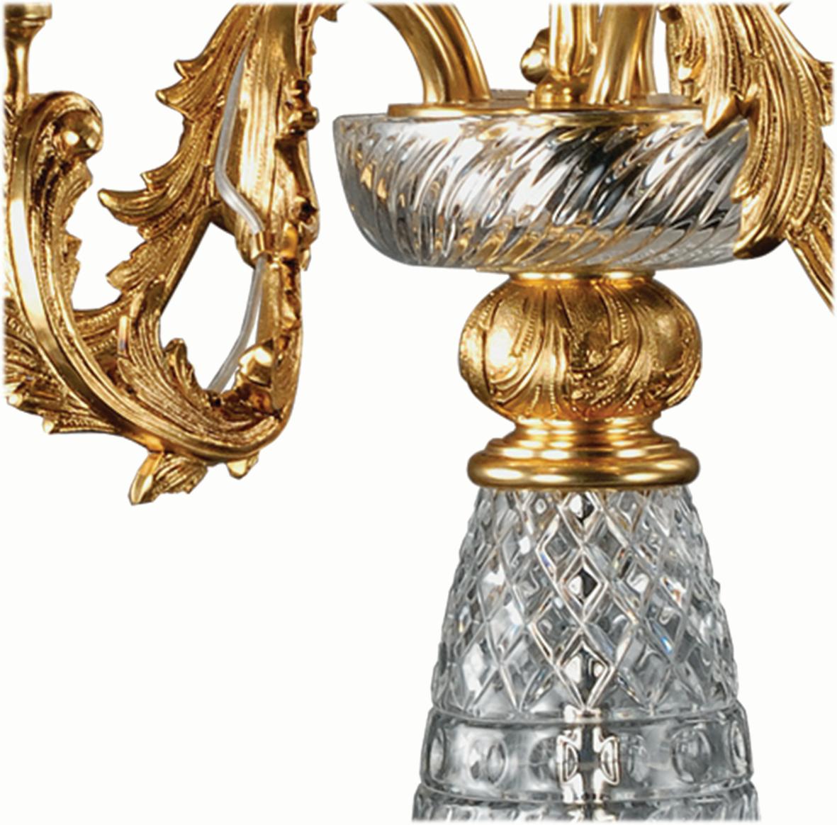 Louis XVI 21st-Century, 5-Lights Crystal and Bronze Table Lamp in Style Luigi xvi For Sale