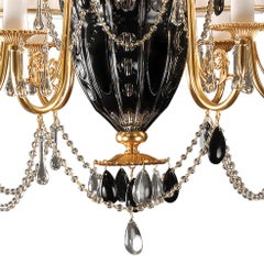 21st Century, lampadario a 6 luci in nero e trasparente Cristallo e bronzo