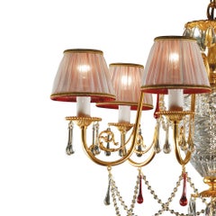 21st Century, 6-Lights Chandelier in clear  Crystal and Bronze