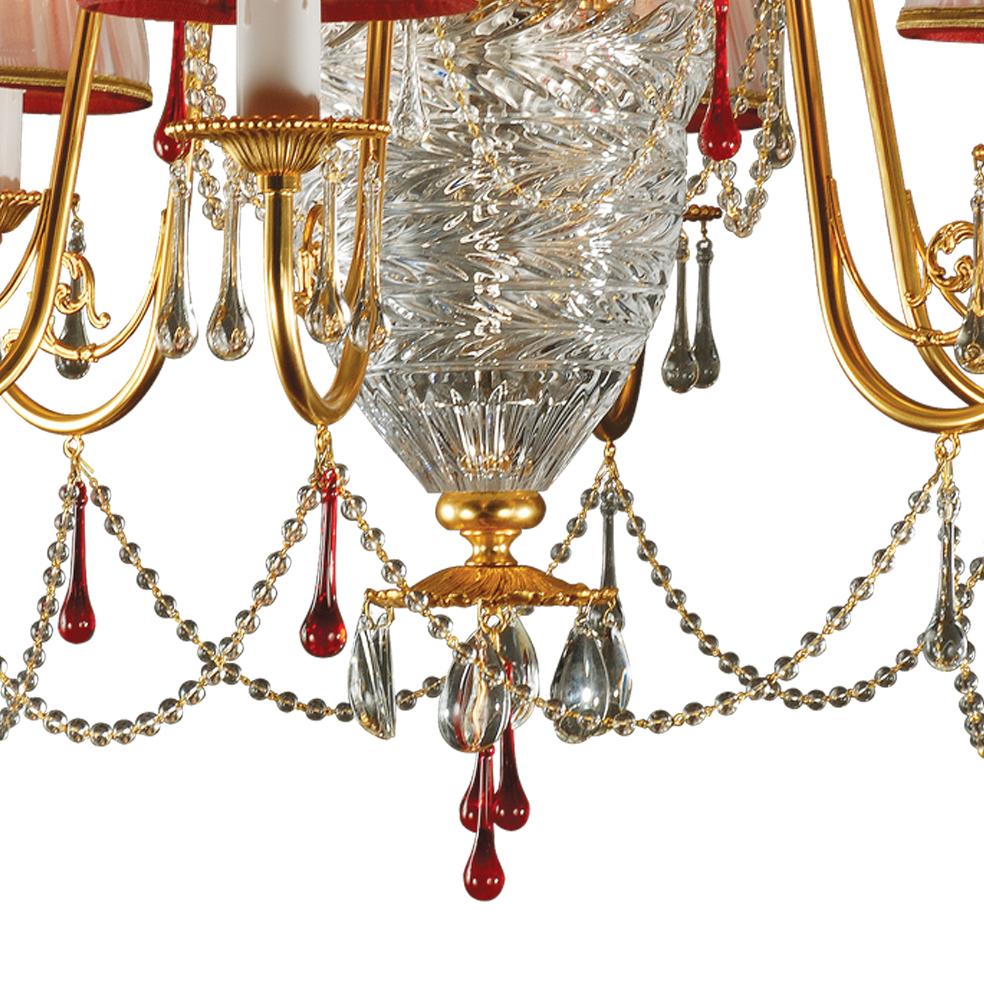 21st Century, 6-Lights Kronleuchter in klar  Kristall und Bronze (Louis XVI.) im Angebot