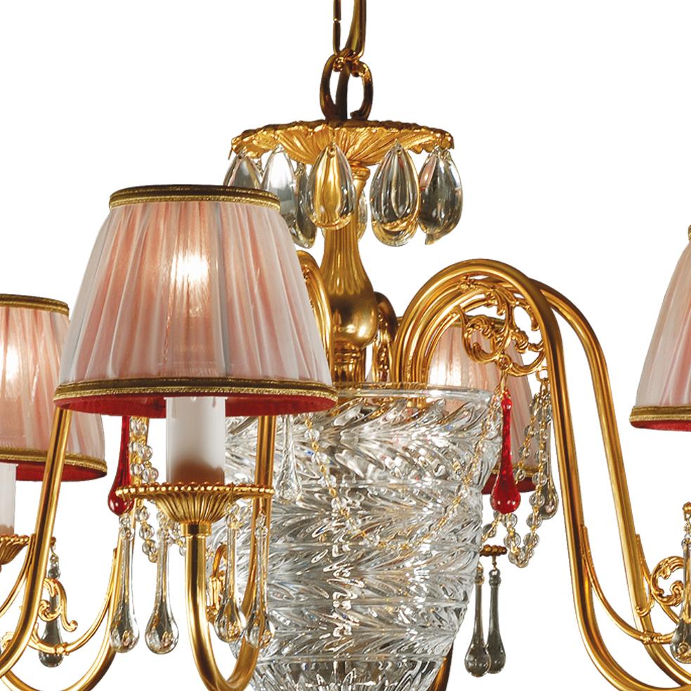 Italian 21st Century, 6-Lights Chandelier in clear  Crystal and Bronze For Sale