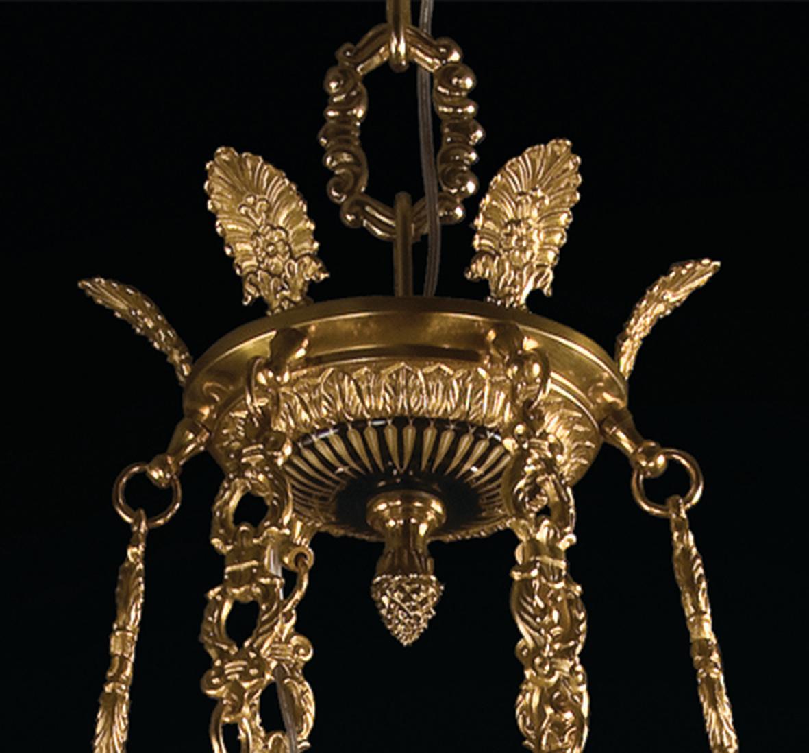 Louis XVI 21st-Century, 6-Lights Chandelier in Decorated Porcelain and Bronze For Sale