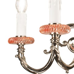 21st Century, 6-Lights Chandelier in pink and green Crystal and Bronze