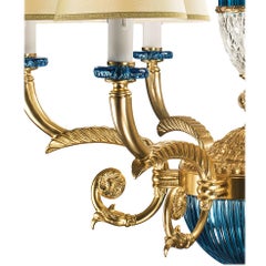 21st-Century, 6-Lights Crystal and Bronze Chandelier  in Style Luigi XVI