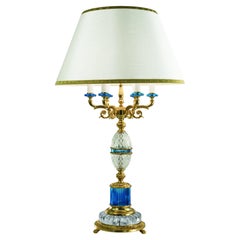 21st-Century, 6-Lights Crystal and Bronze Table Lamp in Style Luigi XVI