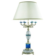 21st-Century, 6-Lights Crystal and Bronze Table Lamp in Style Luigi XVI