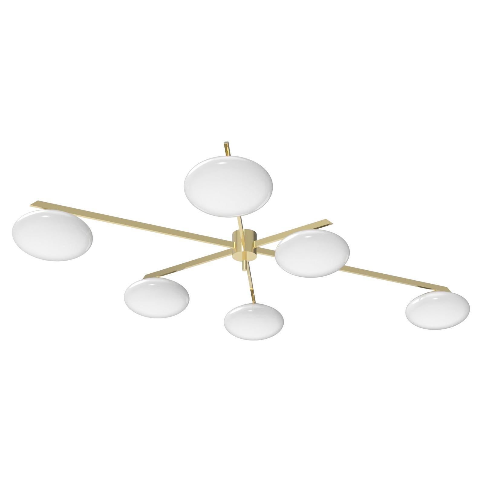 21st Century 6 Lune asymmetrical brass ceiling lamp, A. Lelii, 2019, Italy, US For Sale