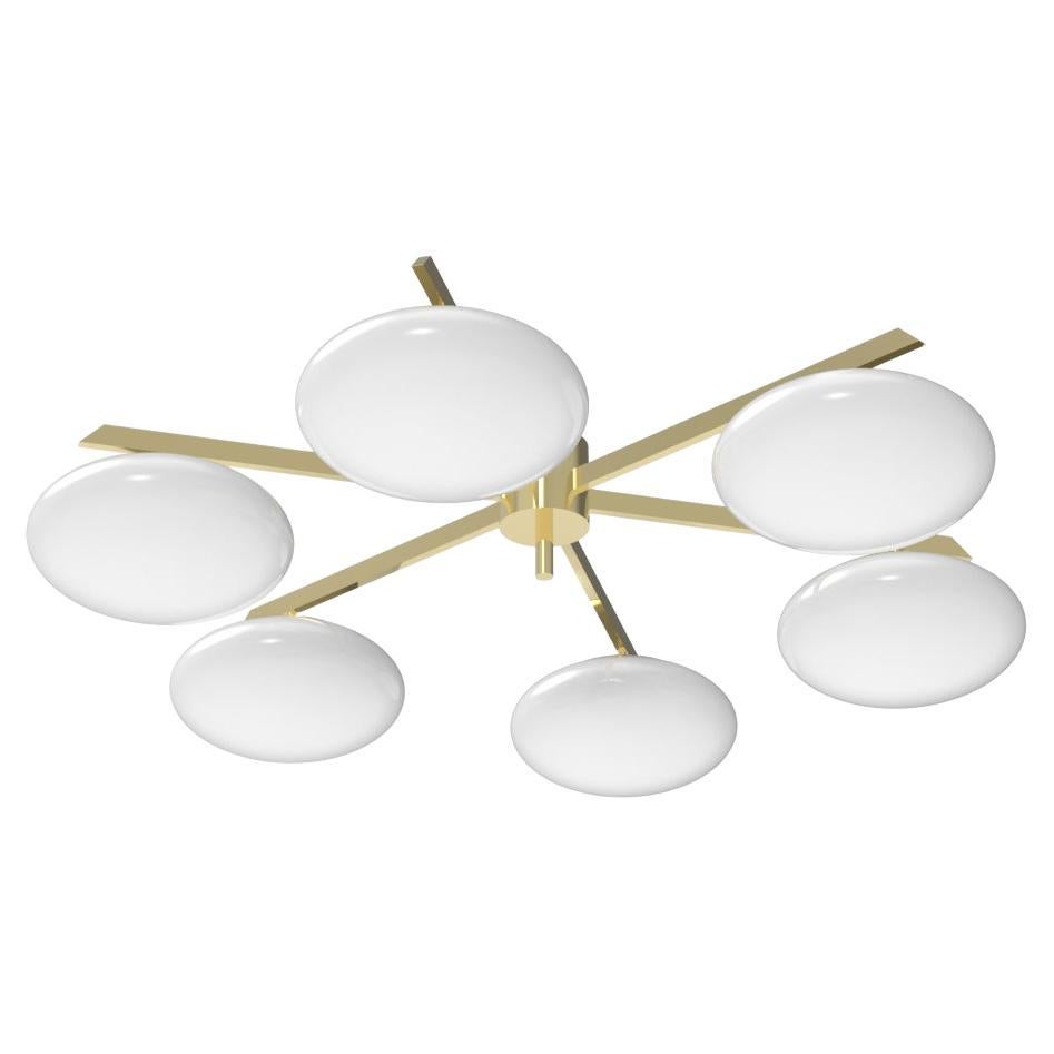 21st Century 6 Lune symmetrical brass ceiling lamp, Angelo Lelii, 2019, Italy For Sale
