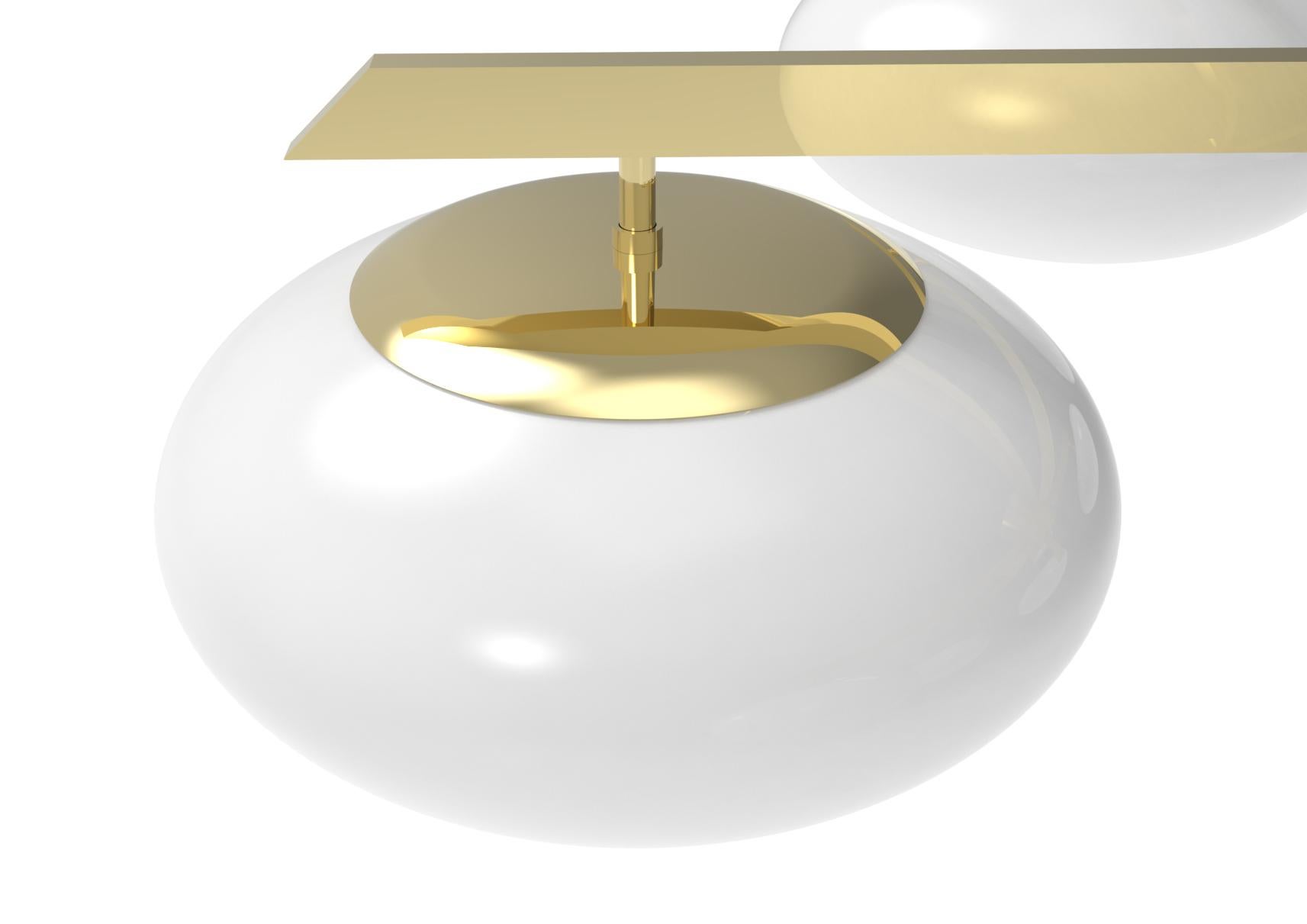Mid-Century Modern 21st Century 6 Lune symmetrical brass ceiling lamp, A. Lelii, 2019, Italy, US For Sale