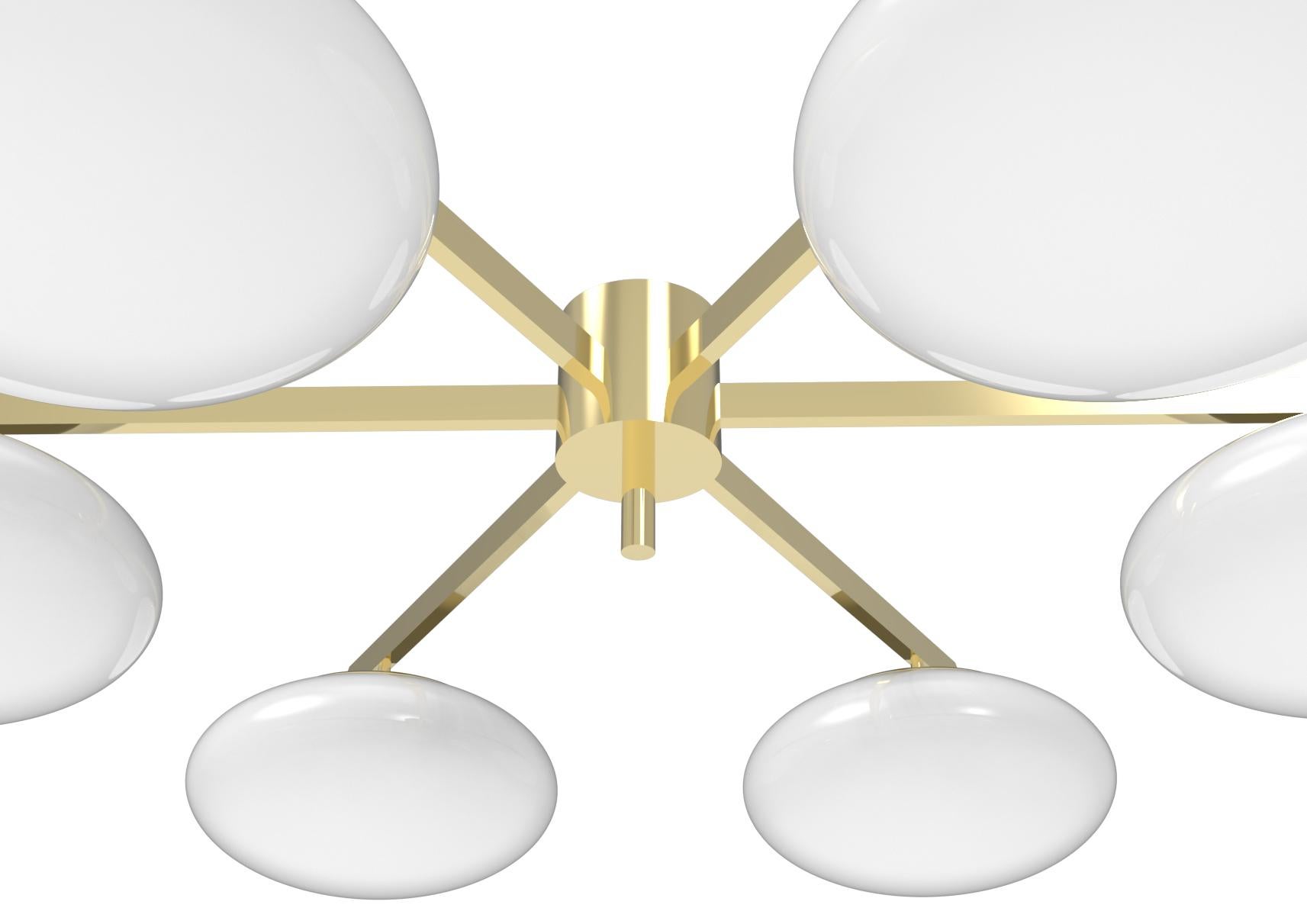 Italian 21st Century 6 Lune symmetrical brass ceiling lamp, A. Lelii, 2019, Italy, US For Sale