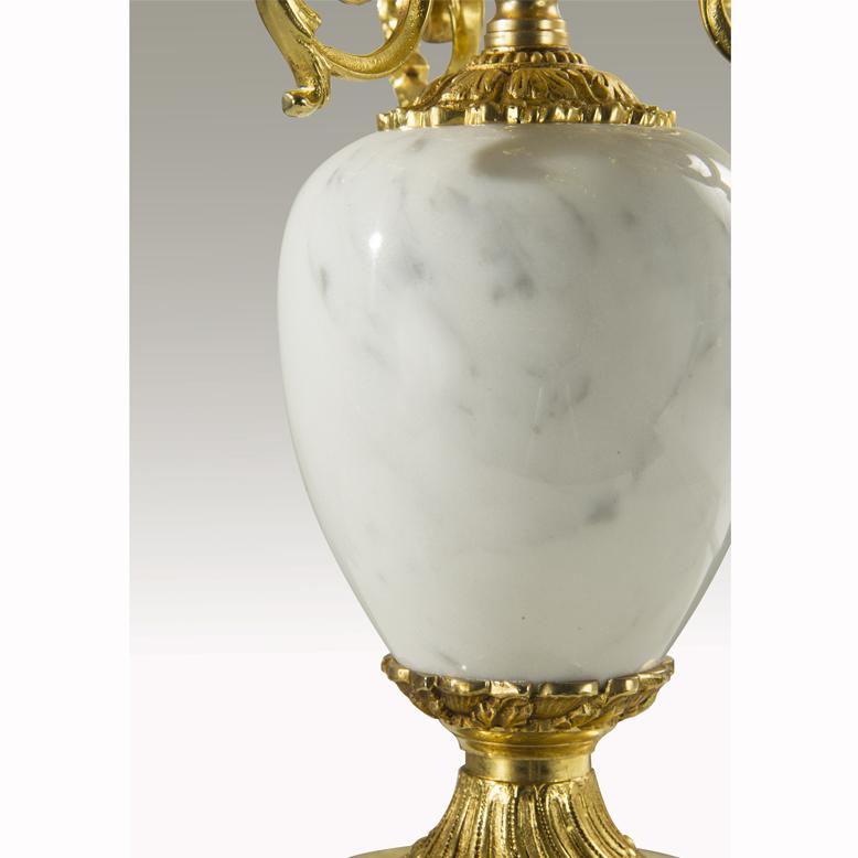 Italian 21st Century, 7-flame golden Bronze  and marble Candelabra For Sale