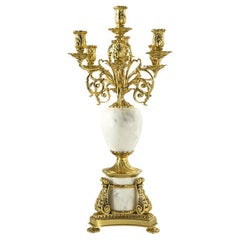 21st Century, 7-flame golden Bronze  and marble Candelabra