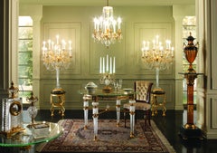 21st Century, 8-Lights Chandelier in Clear Crystal and Bronze