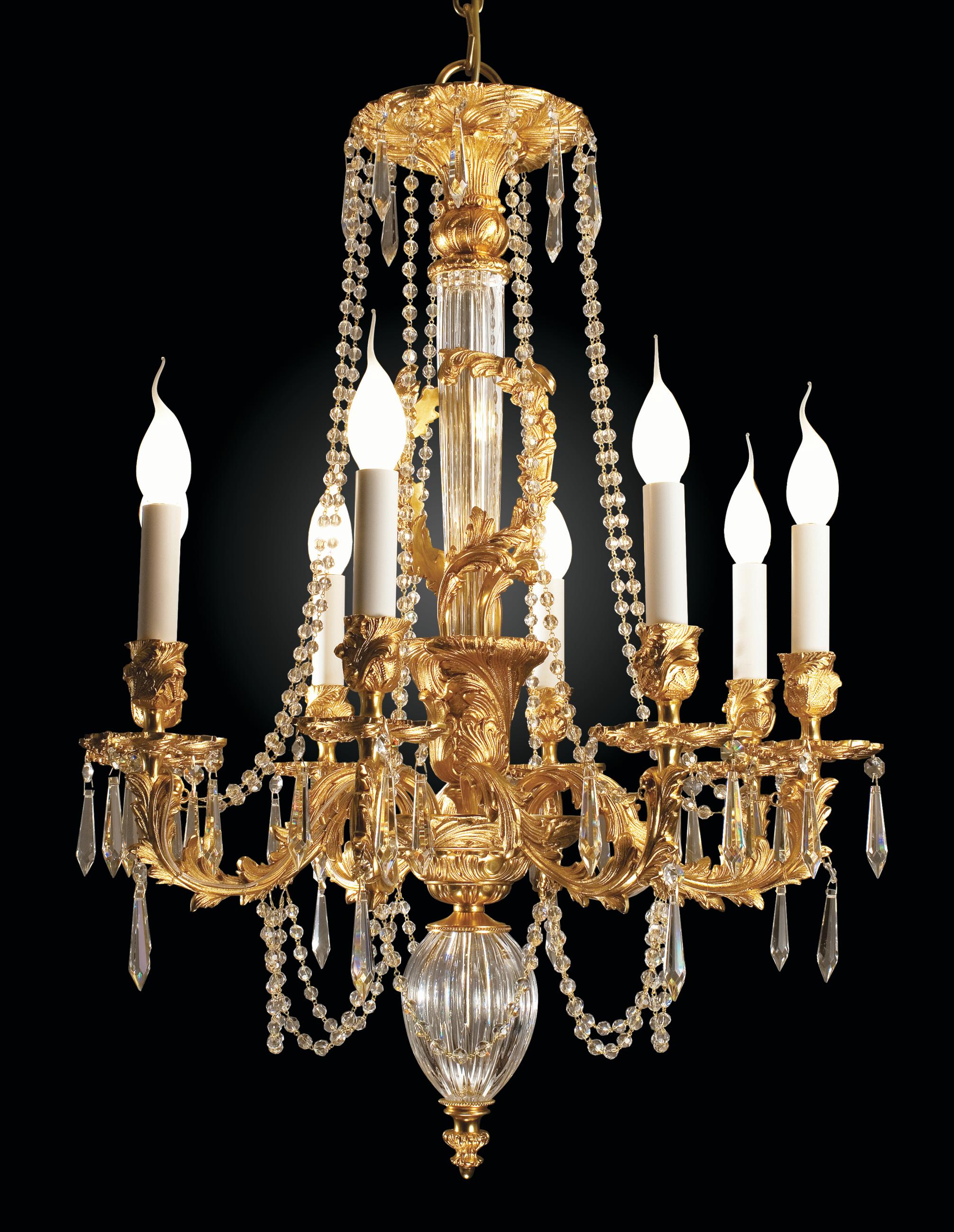 Louis XVI 21st Century, 8-Lights Chandelier in Clear Crystal and Bronze For Sale