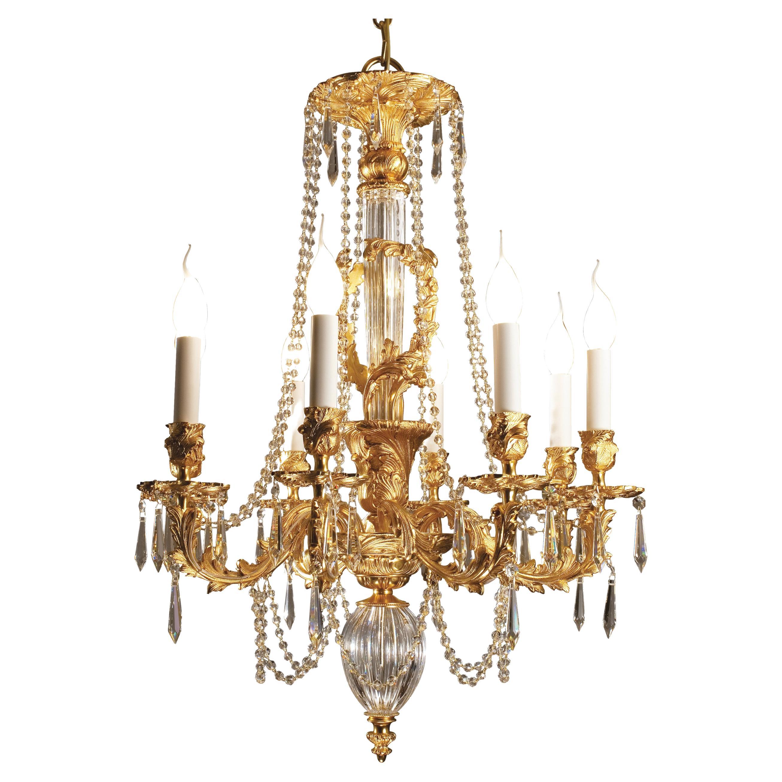 21st Century, 8-Lights Chandelier in Clear Crystal and Bronze