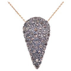 21st Century 9 Karat Rose Gold and Diamond Drop-Shape Cesellato Pendant & Chain
