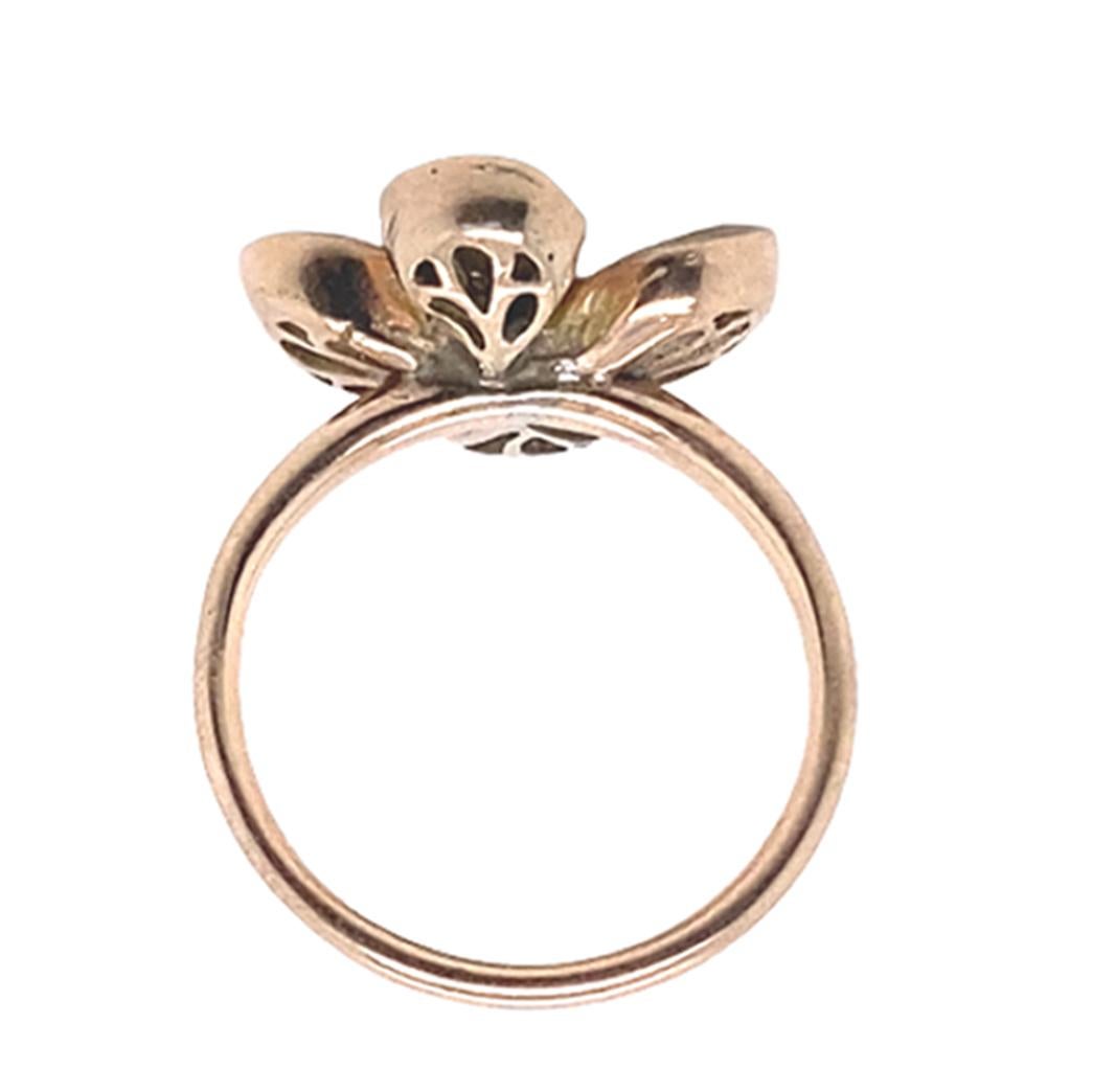 21st Century 9 Karat Gold Rose-Cut Diamond Cocktail Ring In New Condition For Sale In Palermo, Italy PA