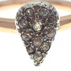 21st Century 9 Karat Rose Gold and Diamond Drop-Shape Cesellato Cocktail Ring