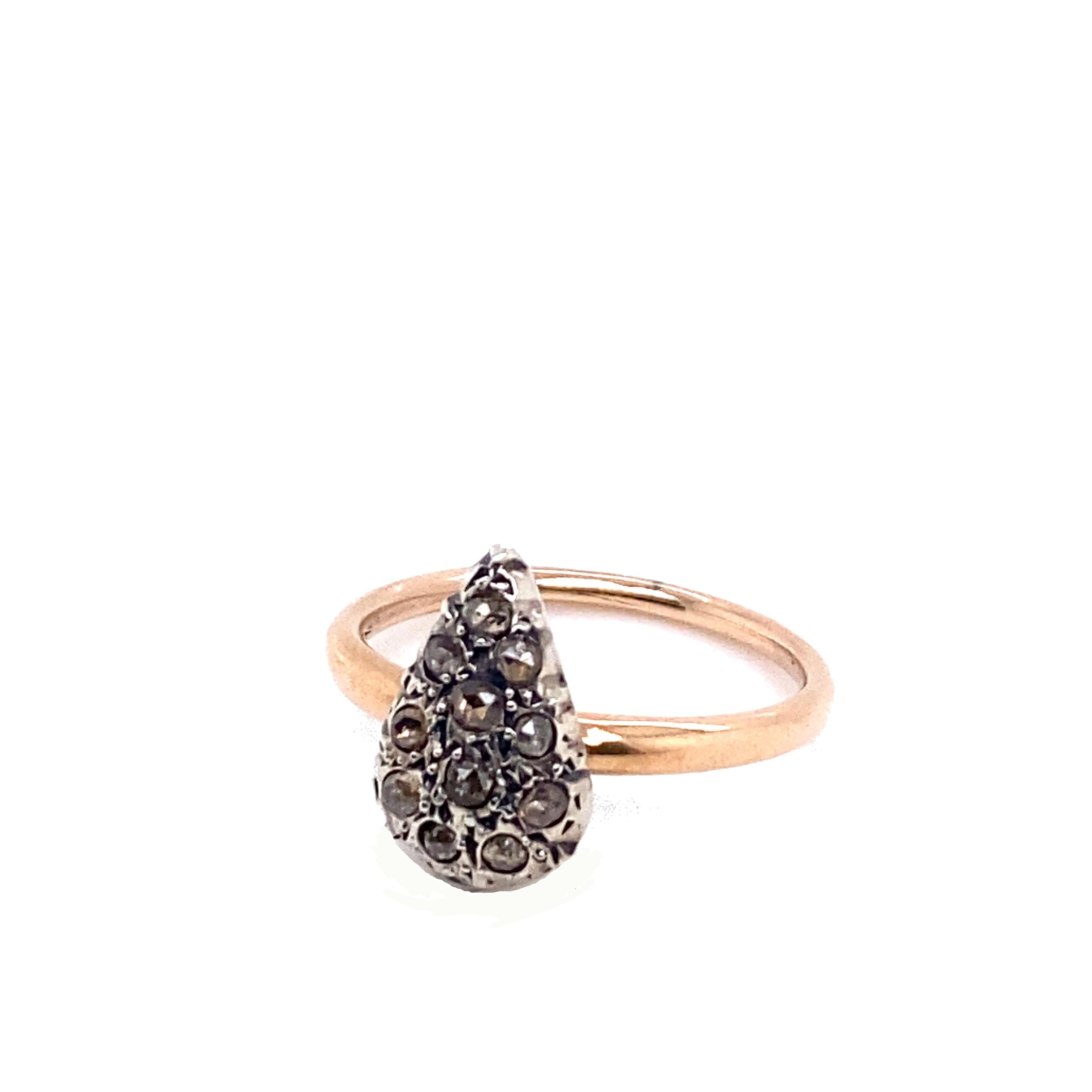 Women's 21st Century 9 Karat Rose Gold and Diamond Drop-Shape Cesellato Cocktail Ring For Sale