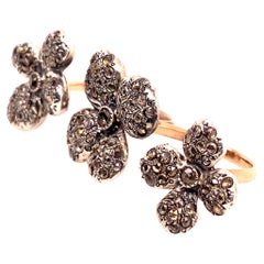 21st Century 9 Karat Rose Gold Diamond Open Shank Double Cocktail Ring
