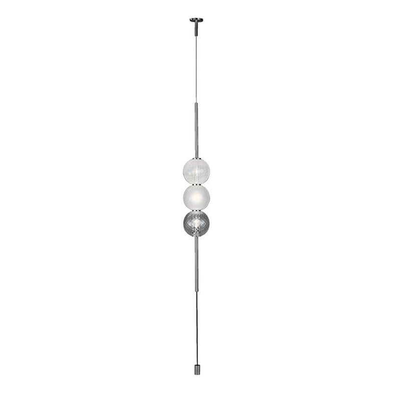 Suspension lumineuse  3 sphres en cristal/blanc laiteux, forme Abaco, XXIe sicle
