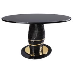 21st Century Absolute Dining Table Wood Glass Gold Leaf