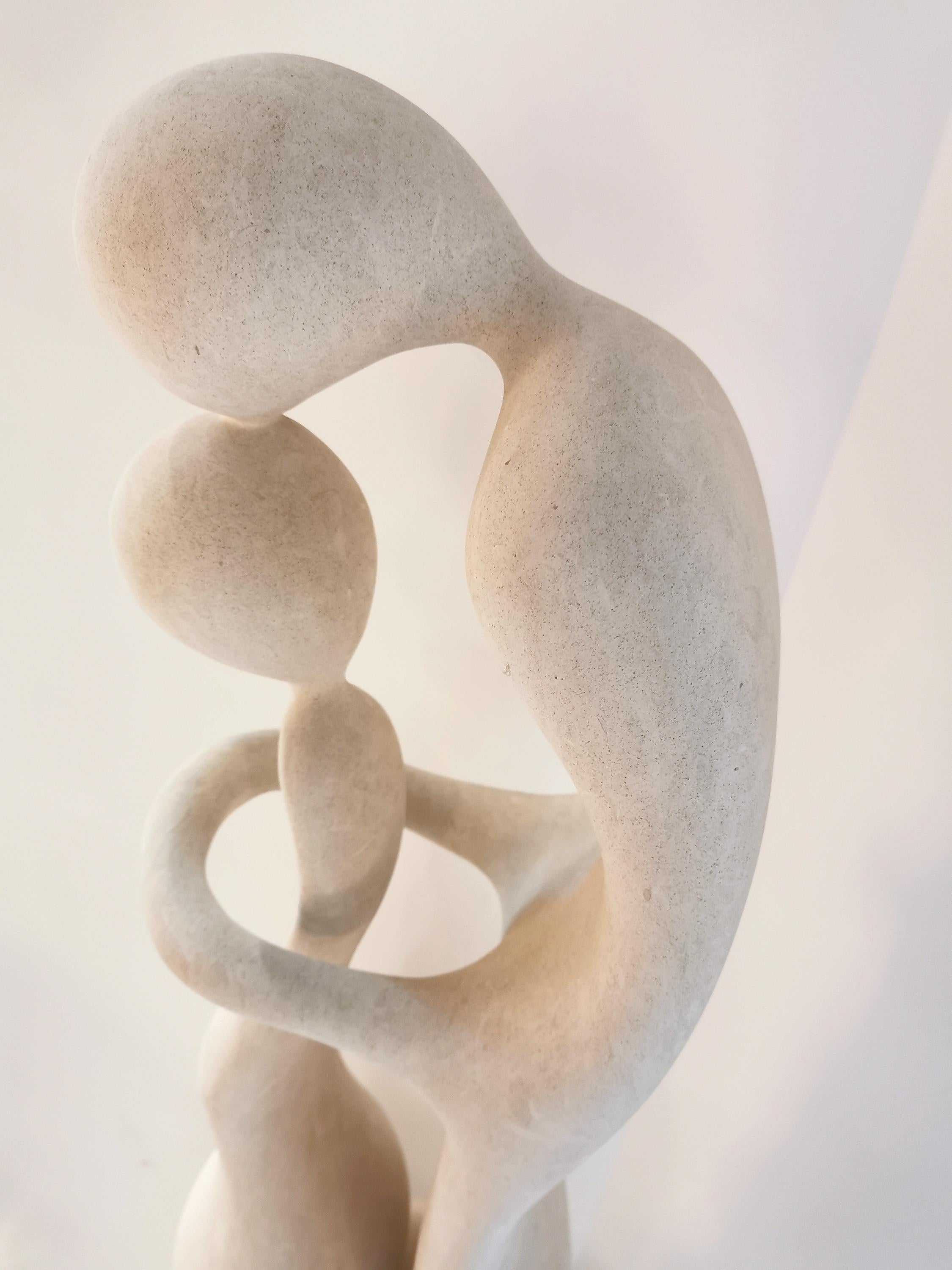 Hand-Carved 21st Century Abstract Sculpture AMPLEXUS 80 cm height by Renzo Buttazzo For Sale