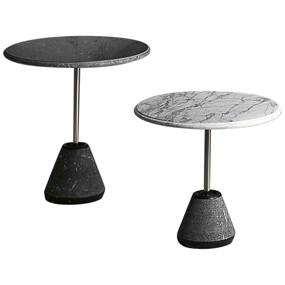 21st Century A.Castiglioni IPAZ 4 White/Black Marble and Steel Round Table h72 For Sale