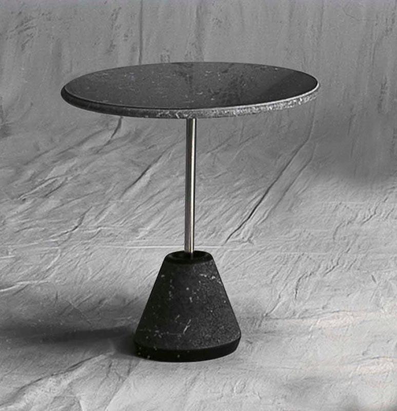 Italian 21st Century A.Castiglioni Ipaz 4 White/Black Marble+Steel Low Round Table h36 For Sale