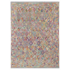 21st Century Afghan Large Modern Kilim Rug in Tribal Design with Multi Colors