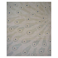 Afghanischer Pfau aus dem 21. Jahrhundert 9x12 elfenbeinfarbener und grüner handgefertigter Teppich