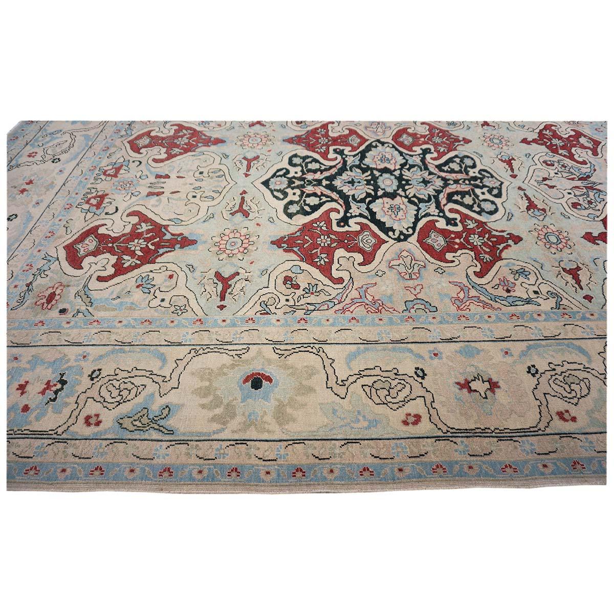 21st Century Persian Sultanabad 10x14 Ivory, Blue, & Red Handmade Area Rug For Sale 6