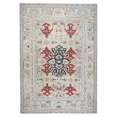 21st Century Persian Sultanabad 10x14 Ivory, Blue, & Red Handmade Area Rug