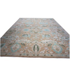 21st Century Sultanabad 12x15 Brown & Turquoise Handmade Area Rug