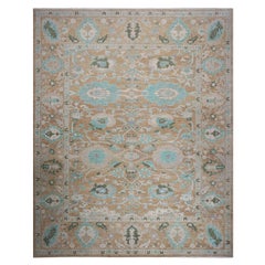 21st Century Sultanabad 12x15 Brown & Turquoise Handmade Area Rug