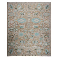 21st Century Sultanabad 12x15 Brown & Turquoise Handmade Area Rug