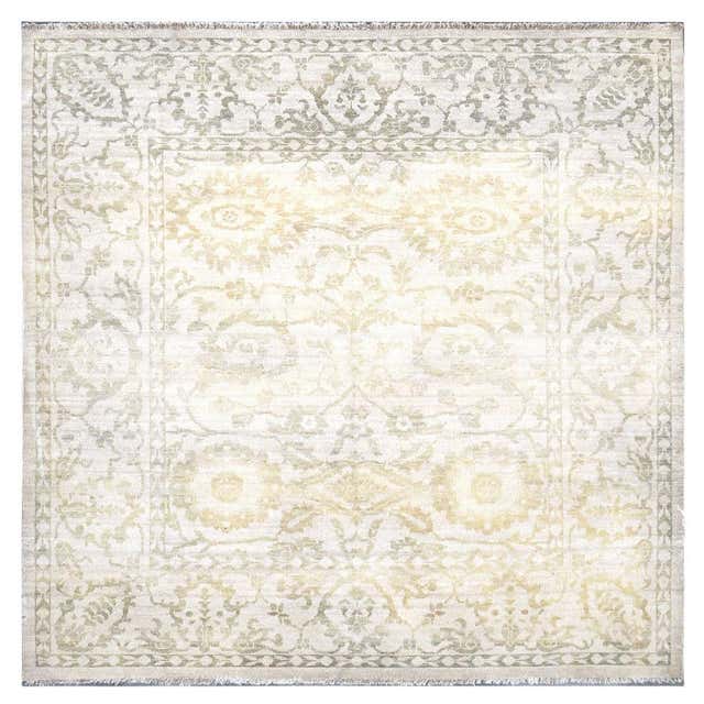 Afghanischer Oushak 12x15 Elfenbein and Hellblauer handgefertigter