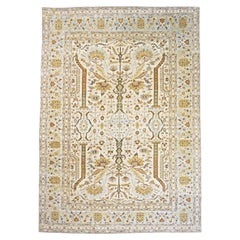 Afghan Farahan Sarouk Wool 10x14 Ivory, Green & Light Blue Handmade Area Rug
