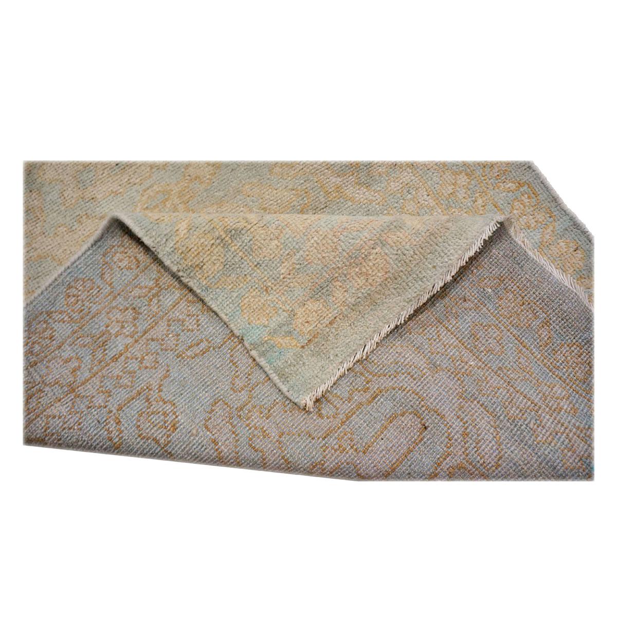 Tessuto a mano 21st Century Afghan Sultanabad Wool 3x12 Soft Blue & Ivory Handmade Runner Rug in vendita