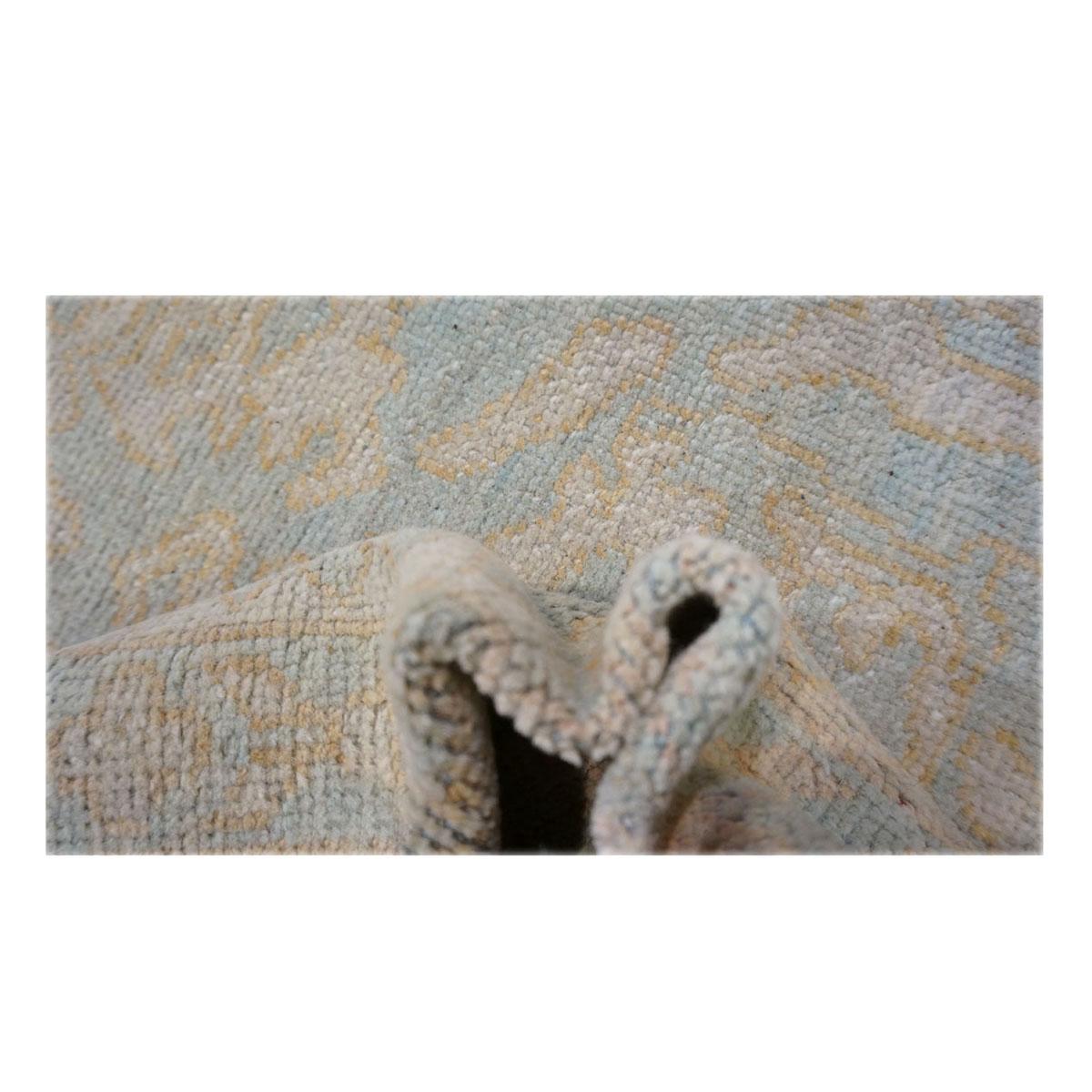 21st Century Afghan Sultanabad Wool 3x12 Soft Blue & Ivory Handmade Runner Rug In condizioni ottime in vendita a Houston, TX