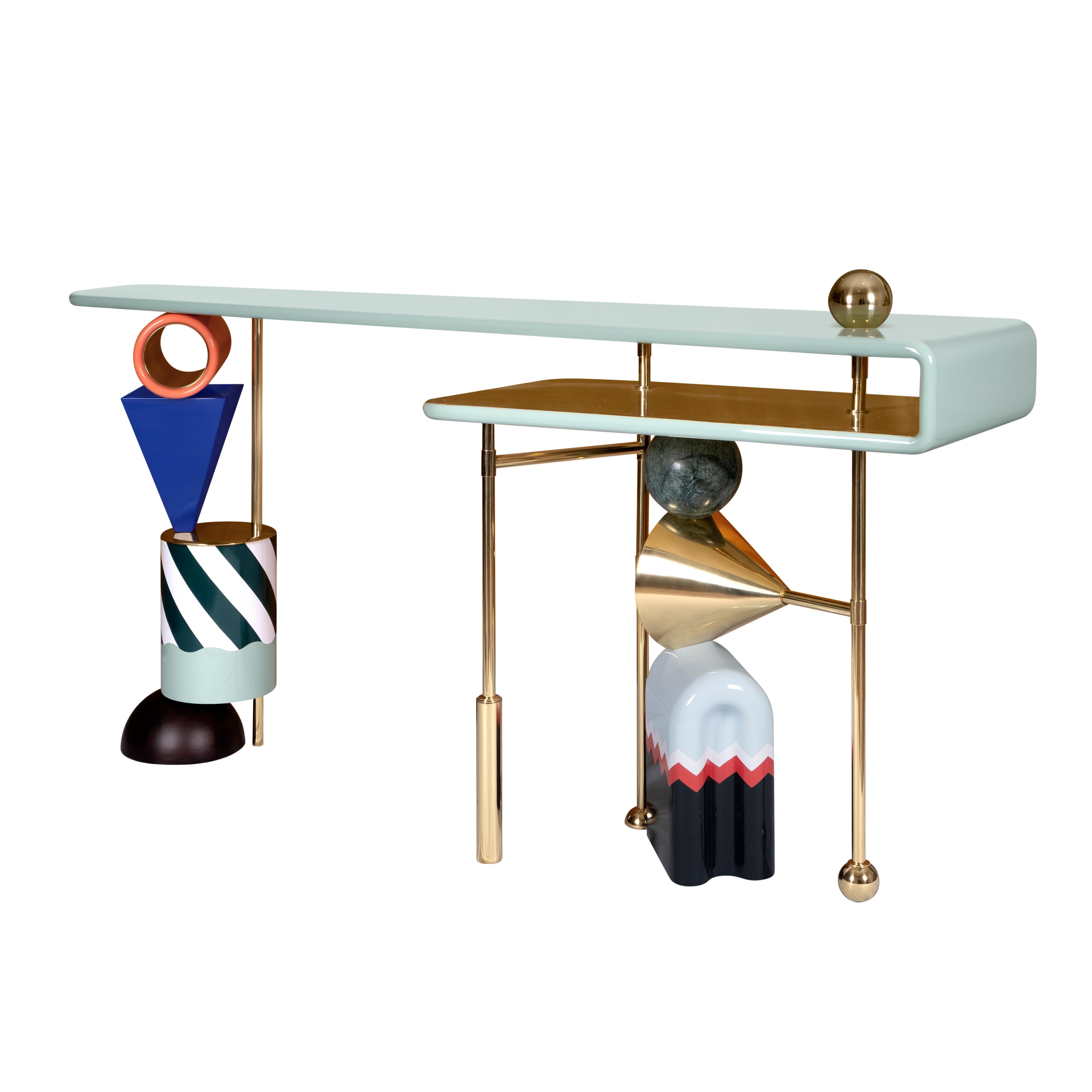 Mesa Consola Ahrt Siglo XXI Madera Mármol Latón Made in Portugal by Malabar Siglo XXI y contemporáneo en venta