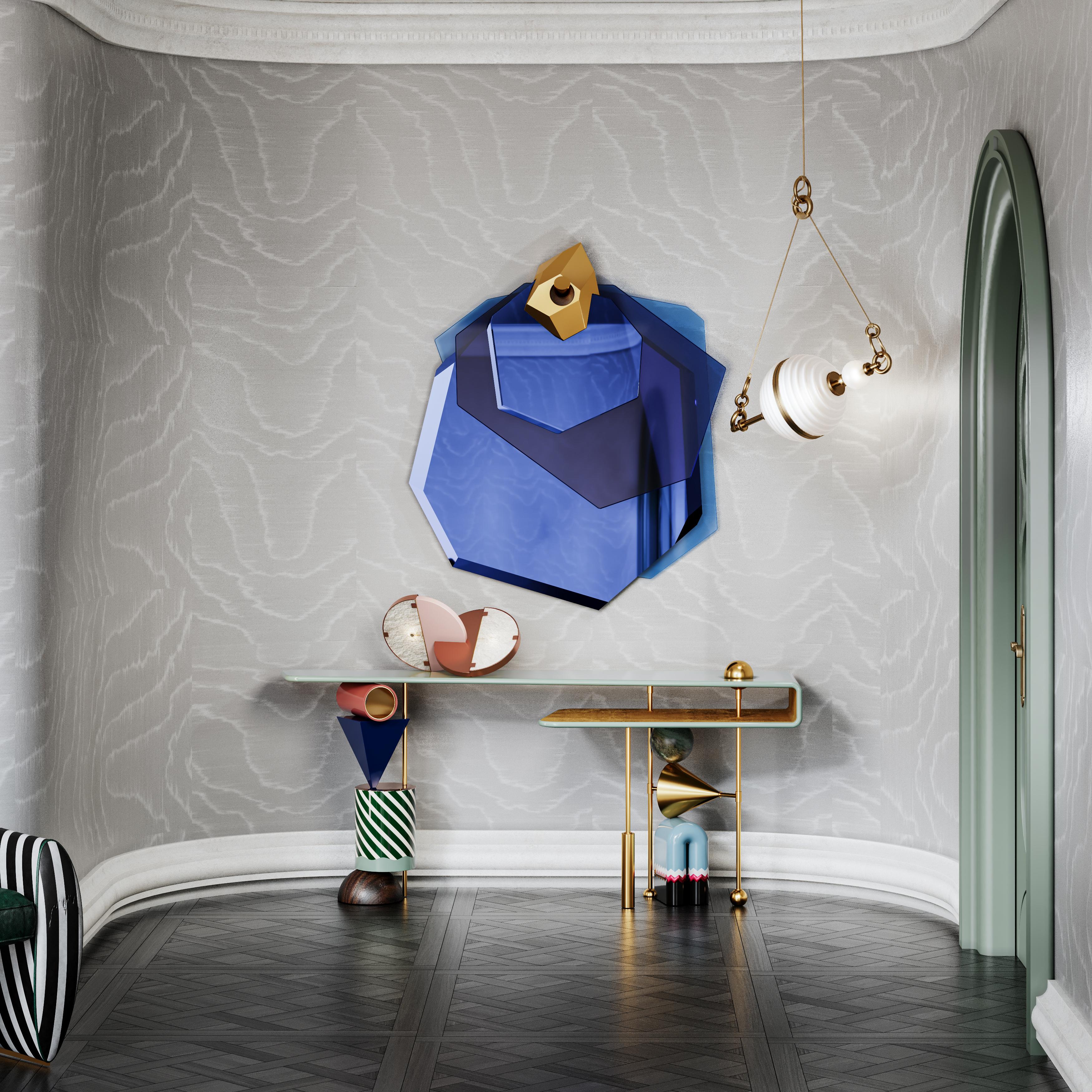 Mesa Consola Ahrt Siglo XXI Madera Mármol Latón Made in Portugal by Malabar en venta 1