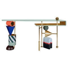 21st Century Ahrt Console Table Wood Marble Brass Made in Portugal by Malabar