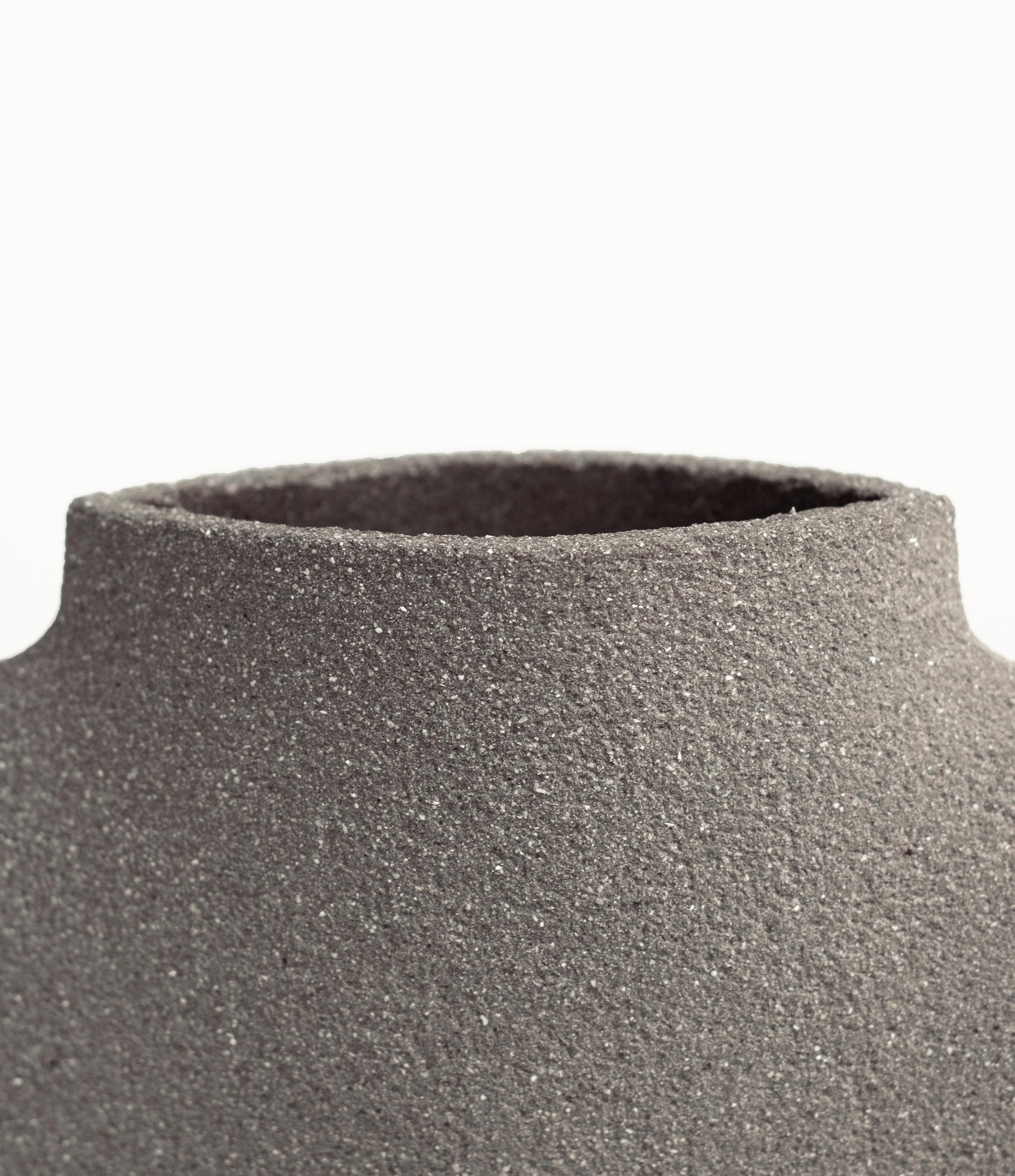 Minimalist 21st Century Ailes N°2 Vase in Grey Ceramic, Hand-Crafted in France