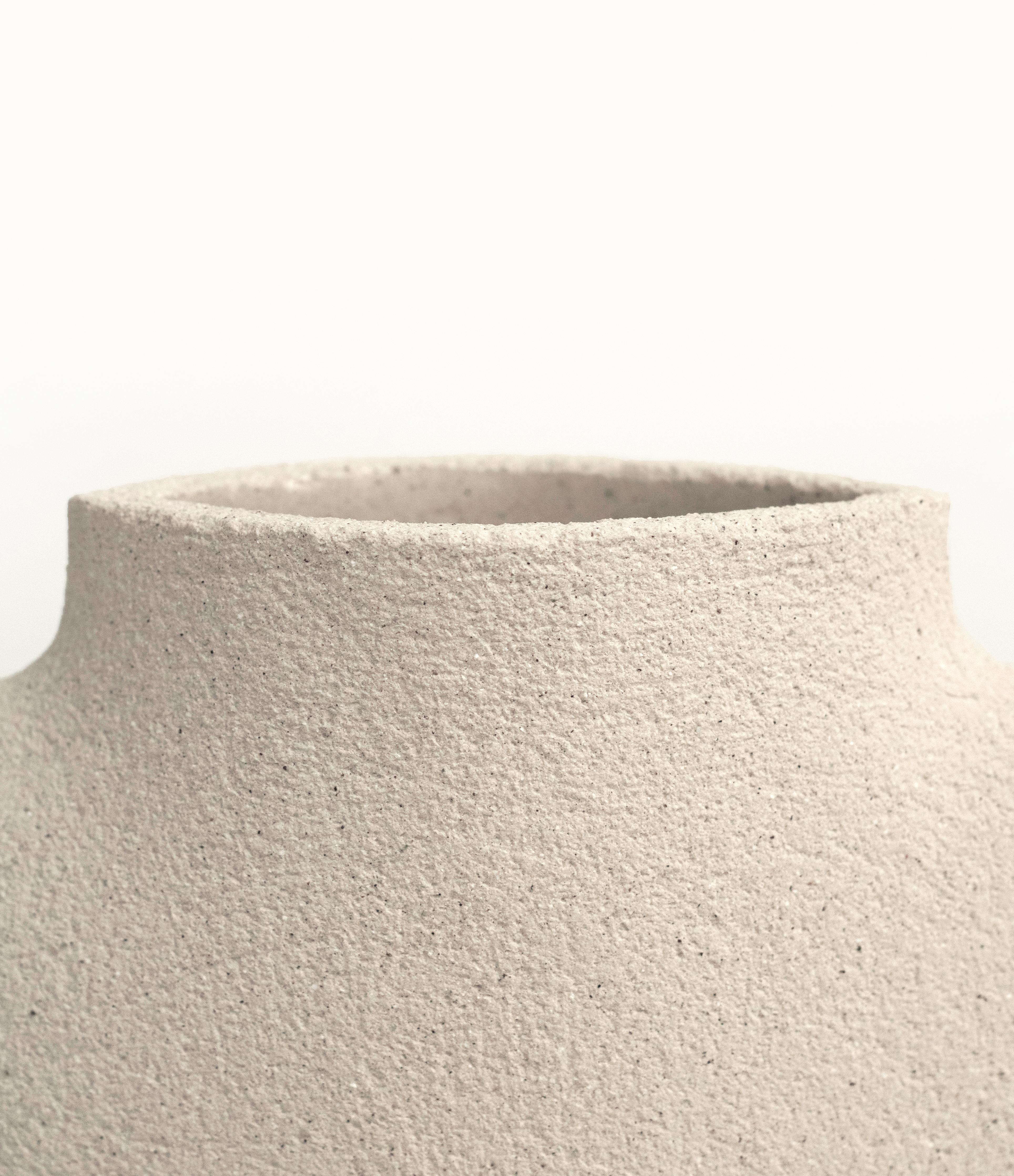 Minimalist 21st Century Ailes N°2 Vase in White Ceramic, Hand-Crafted in France