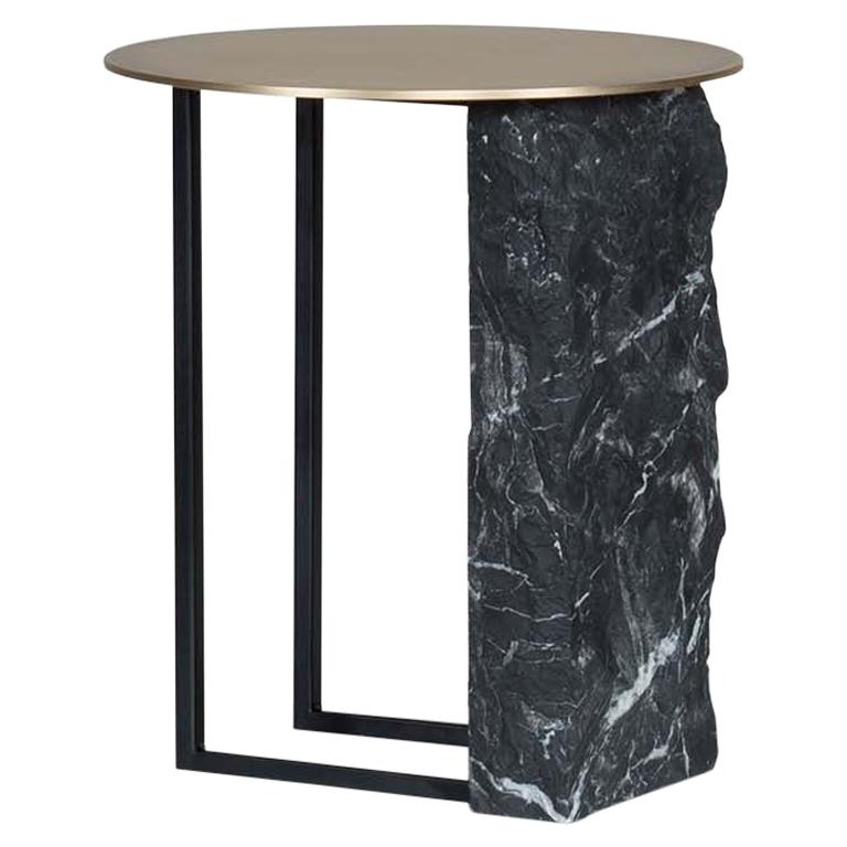 Modern Aire Side Table, Nero Marquina Marble, Handmade in Portugal by Greenapple