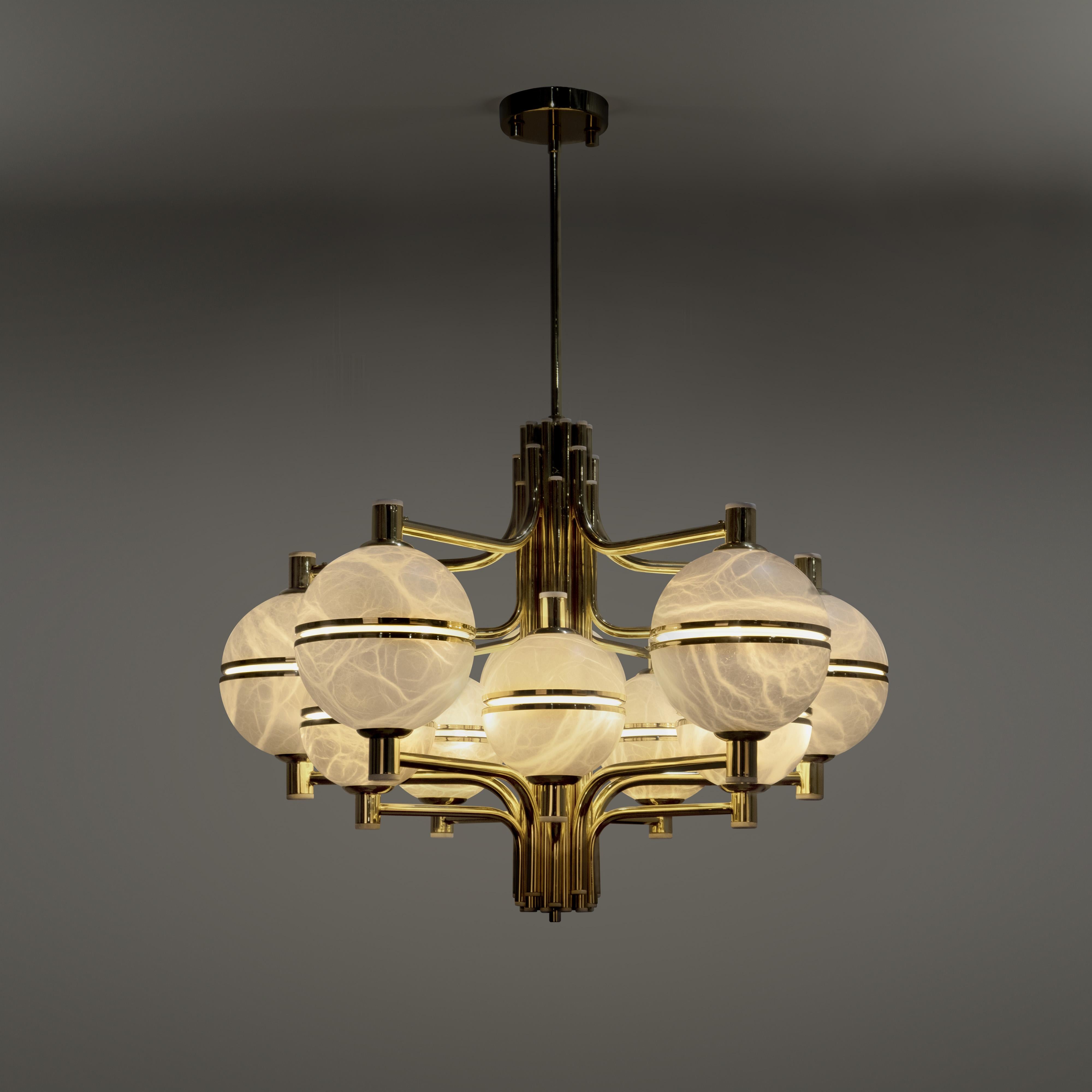 Laiton Lampe à suspension Andros en albâtre du 21e siècle en laiton par Creativemary en vente